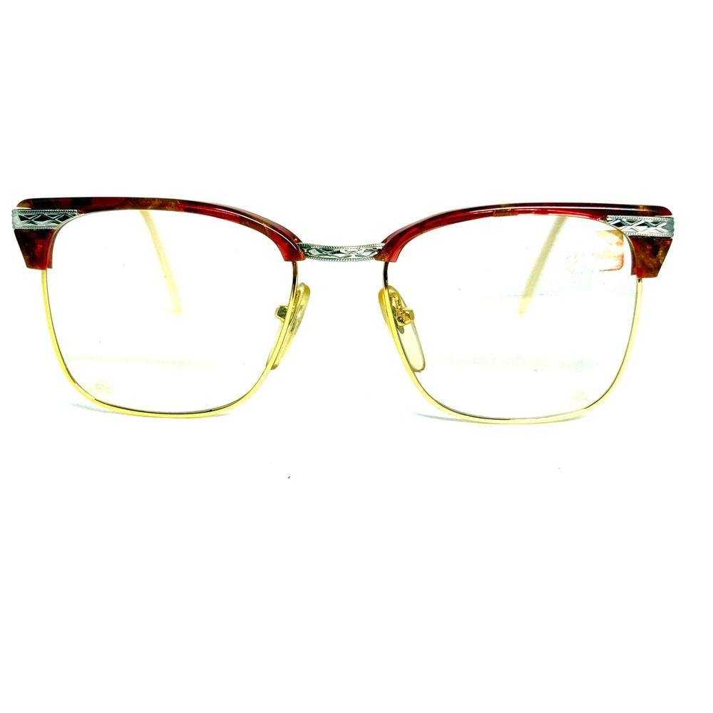 Vogart Frame Italy Mod 223 Vintage Browline Glasses Gold Red‎ Tortoise 50-20 103
